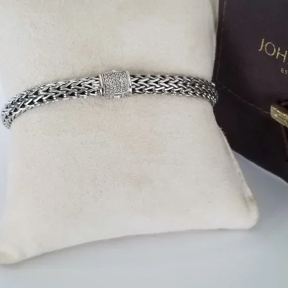 SOLD - JOHN HARDY Classic Diamond Collection Sterling Silver Bracelet - $1195 - Picture 6 of 8